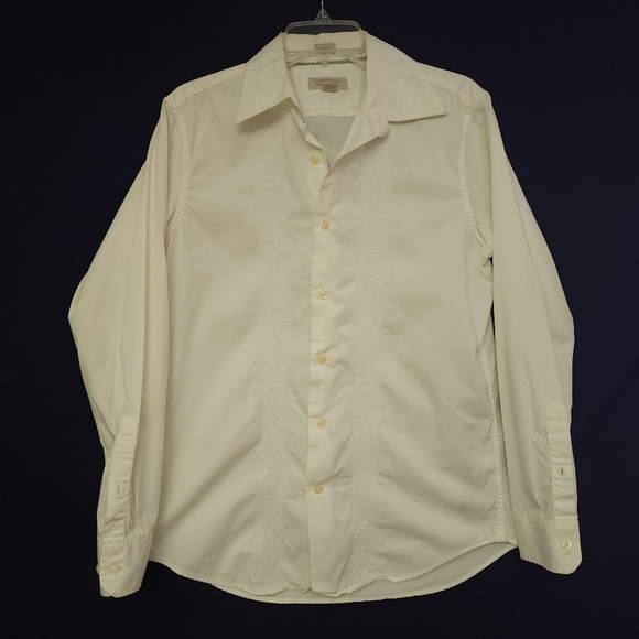 Banana Republic Men's embroidered button shirt off-white small - Picture 2 of 9